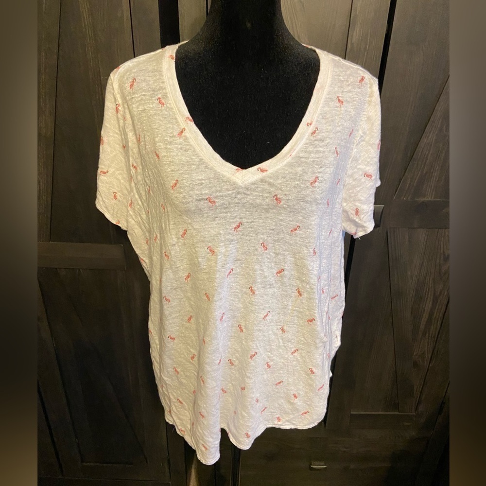 C&C California white shirt with pink flamingos Size 1X